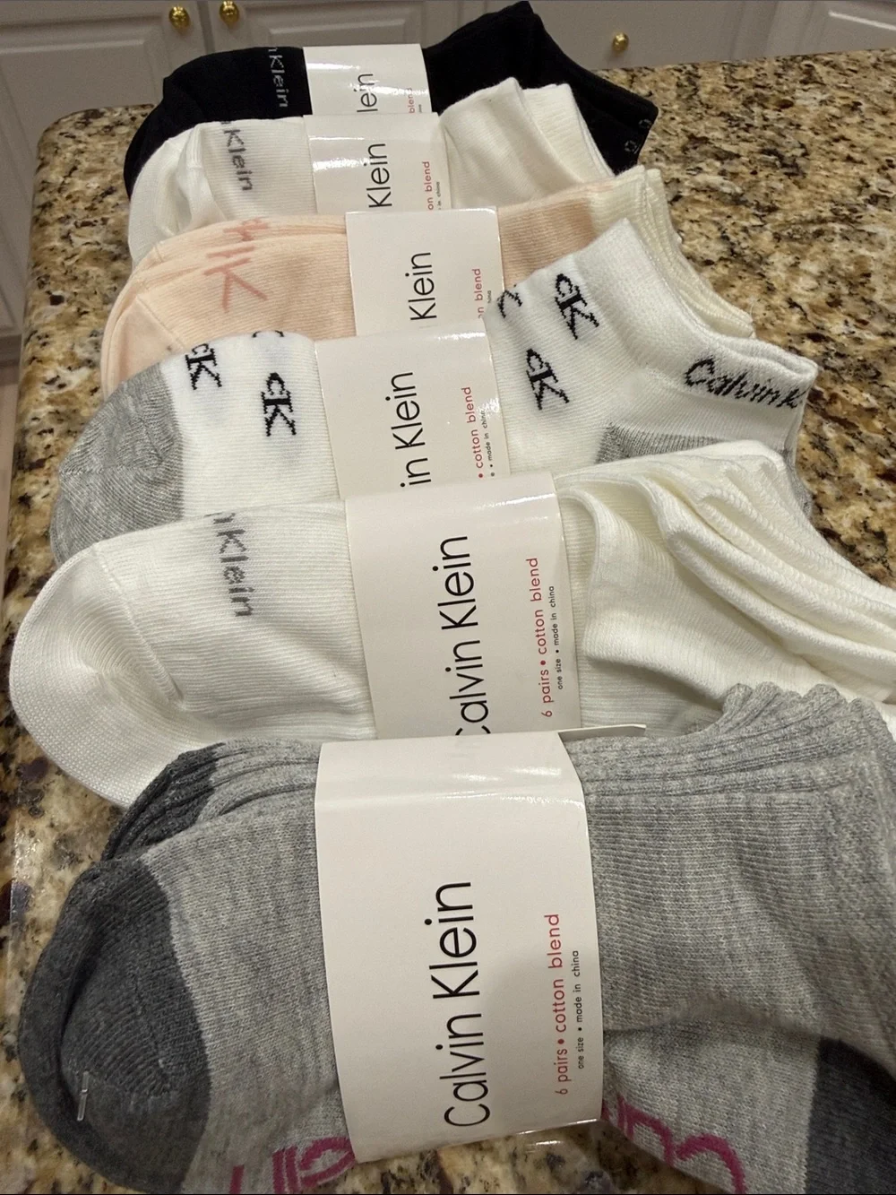 Calvin Klein Women ‘s Low-Cut Sock Pack — White, Gray, Black, Cream, Pink